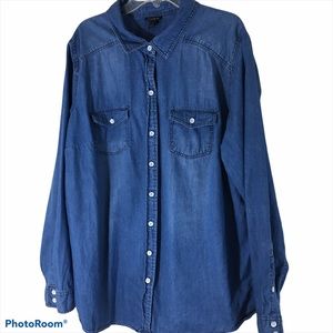 Torrid Blue Cotton Denim Shirt Size 1